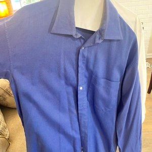 Jack Lipson	Mens Blue collared long sleeve button down dress shirt